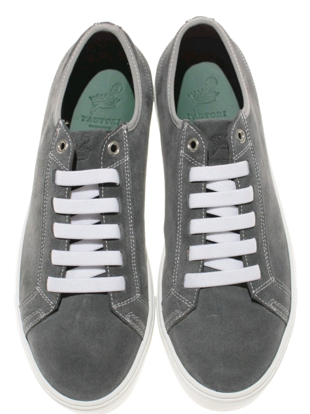 Pastori Julius Shark Gray Velour Suede Slip-On Low Top Sneakers Size 42.5 US 9.5